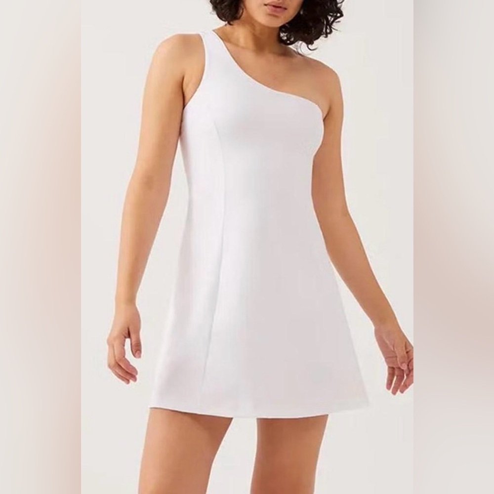 Outdoor Voice White One Shoulder Athletic Dress